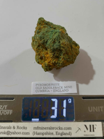 PYROMORPHITE : OLD SADDLEBACK MINE, BLENCATHRA, CUMBRIA, ENGLAND 31g. MF5054