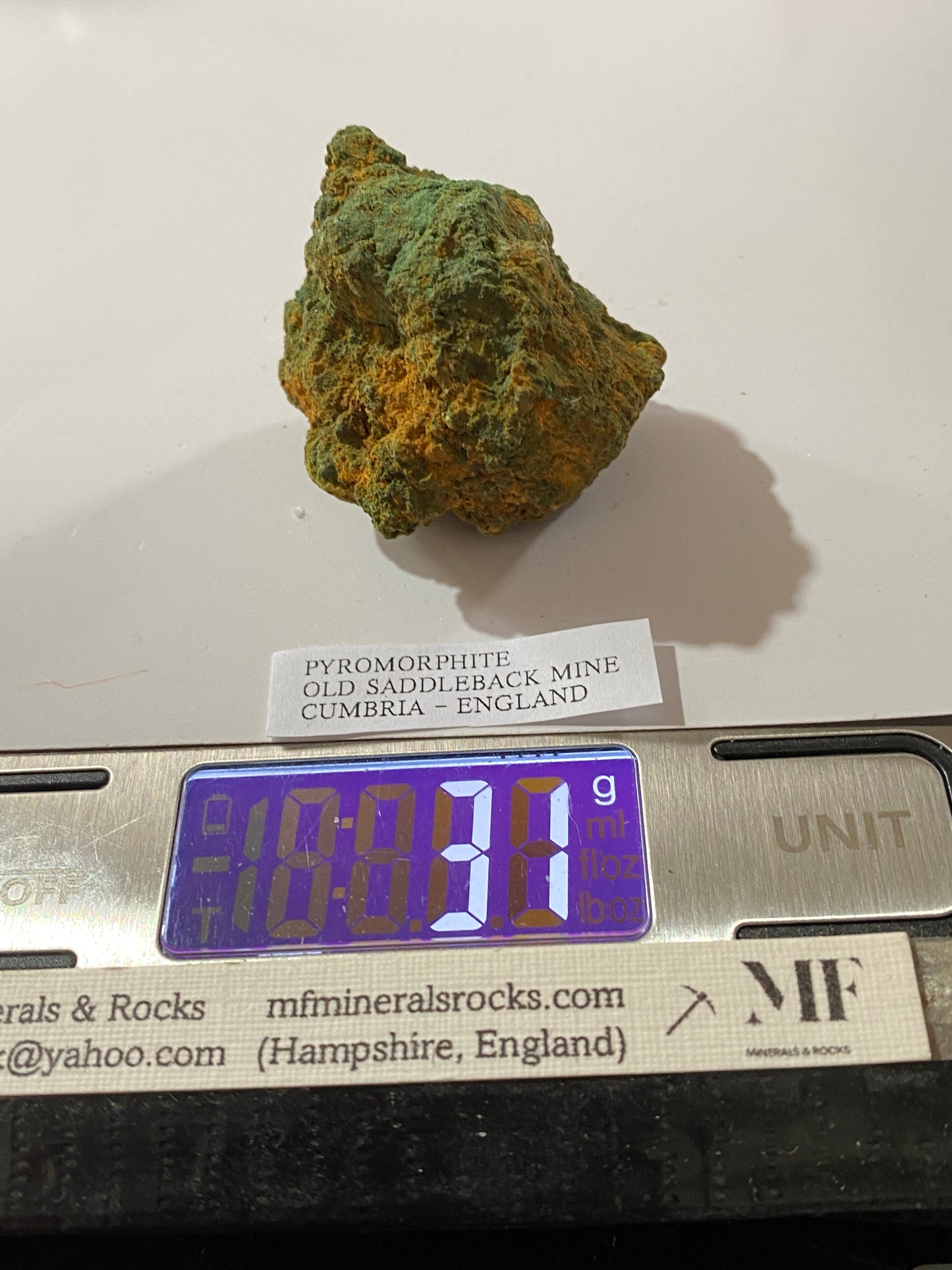PYROMORPHITE : OLD SADDLEBACK MINE, BLENCATHRA, CUMBRIA, ENGLAND 31g. MF5054