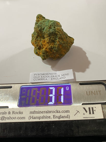PYROMORPHITE : OLD SADDLEBACK MINE, BLENCATHRA, CUMBRIA, ENGLAND 31g. MF5054