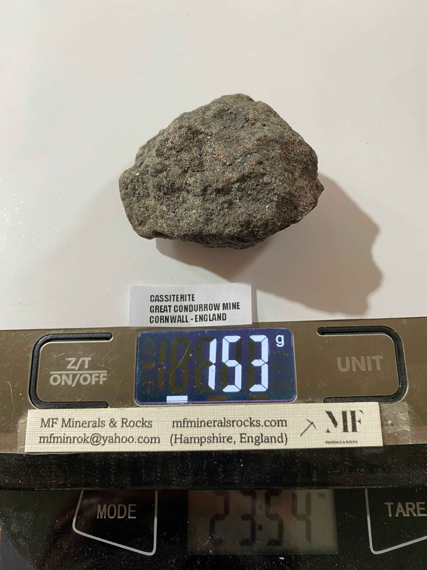 CASSITERITE DENSE ORE SPECIMEN : GREAT CONDURROW MINE, BEACON, CORNWALL 153g MF5056