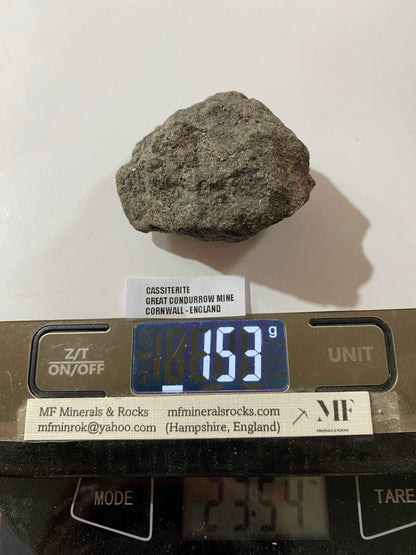 CASSITERITE DENSE ORE SPECIMEN : GREAT CONDURROW MINE, BEACON, CORNWALL 153g MF5056