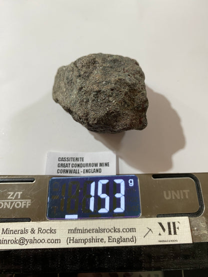 CASSITERITE DENSE ORE SPECIMEN : GREAT CONDURROW MINE, BEACON, CORNWALL 153g MF5056