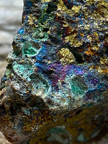 CHALCOPYRITE/BORNITE [ETC] : SOTH TOLCARNE MINE, CAMBORNE, CORNWALL, 72g. MF5057