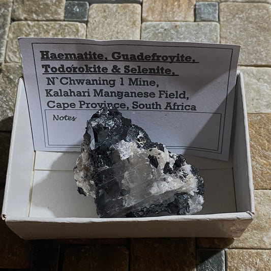 GUADEFROYITE/TODOROKITE/HEMATITE/SELENITE - N'CHWANING MINE, CAPE PROV., SOUTH AFRICA  61g MF4482