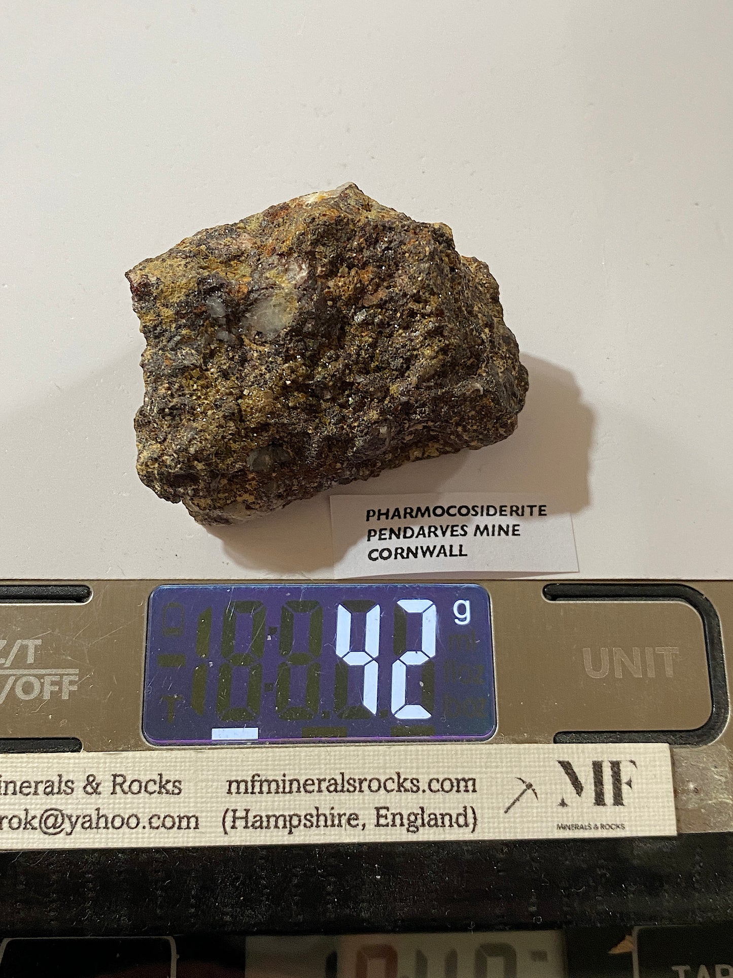 PHARMACOSIDERITE [ETC] : PENDARVES MINE, KILLIVOSE, CAMBORNE, CORNWALL  42g MF5059