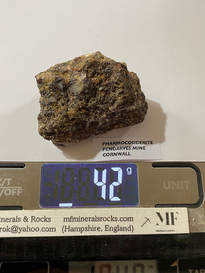 PHARMACOSIDERITE [ETC] : PENDARVES MINE, KILLIVOSE, CAMBORNE, CORNWALL  42g MF5059