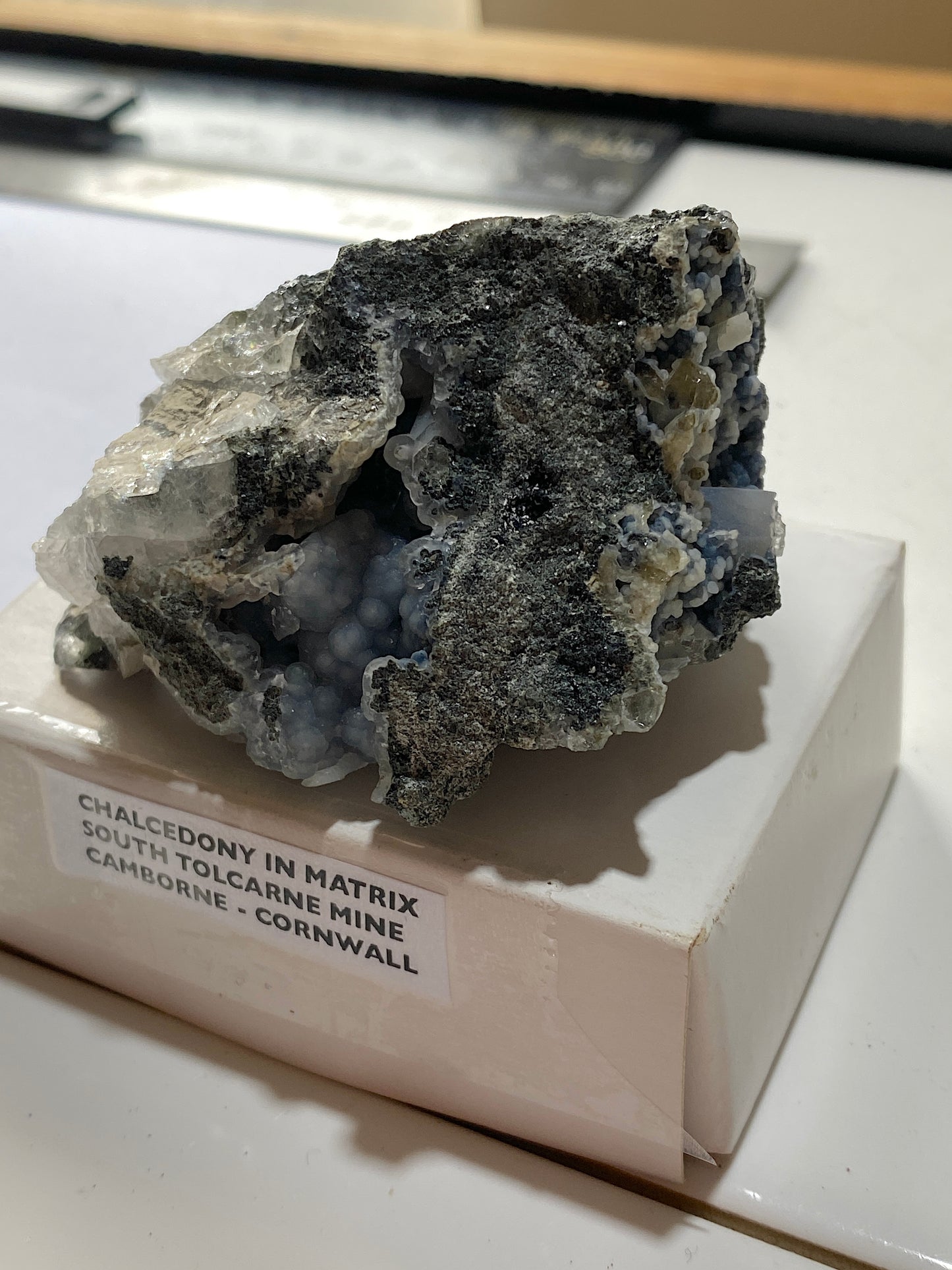 BLUE CHALCEDONY RARE SPECIMEN FROM SOUTH TOLCARNE MINE, BEACON, CORNWALL 121g MF5061