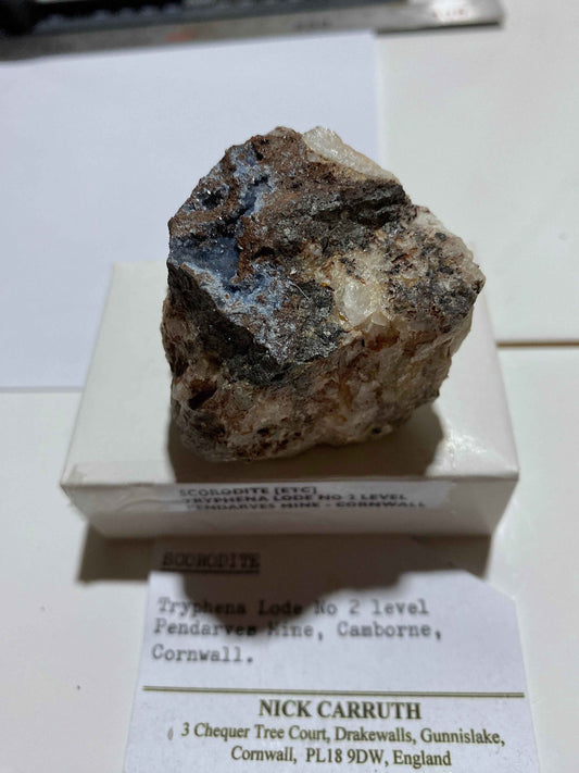 SCORODITE : TRYPHENA LODE, PENDARVES MINE, CAMBORNE, CORNWALL. 108g. MF5065