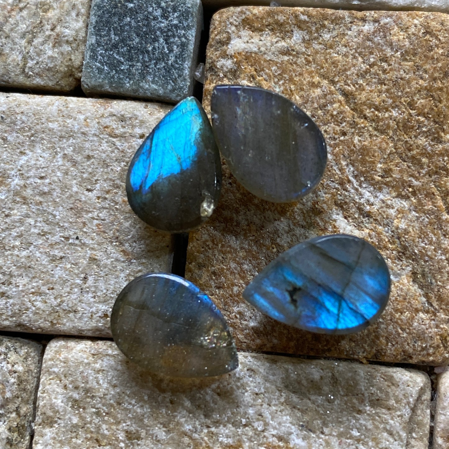 LABRADORITE GEMSTONES x 4 - NAIN COMPLEX, LABRADOR, CANADA  14.40Ct. MFG5097