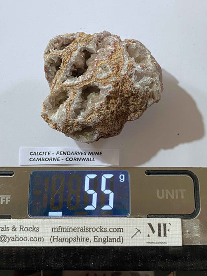 CALCITE : PENDARVES MINE, KILLIVOSE, CAMBORNE, CORNWALL  55g. MF5067