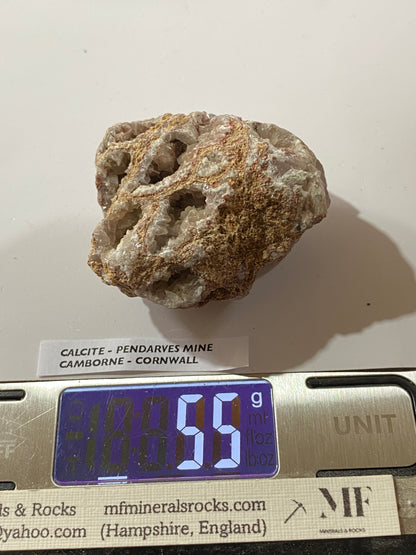 CALCITE : PENDARVES MINE, KILLIVOSE, CAMBORNE, CORNWALL  55g. MF5067