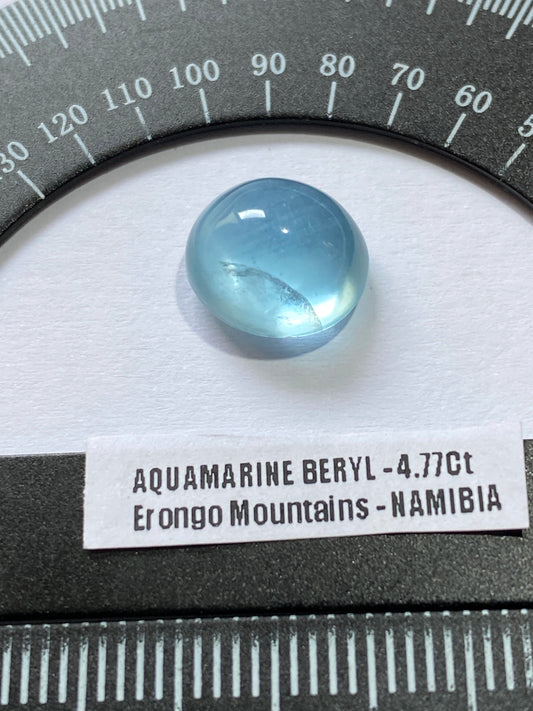 AQUAMARINE BERYL NATURAL GEMSTONE : ERONGO MOUNTAINS, NAMIBIA 4.77Ct. MFG4973