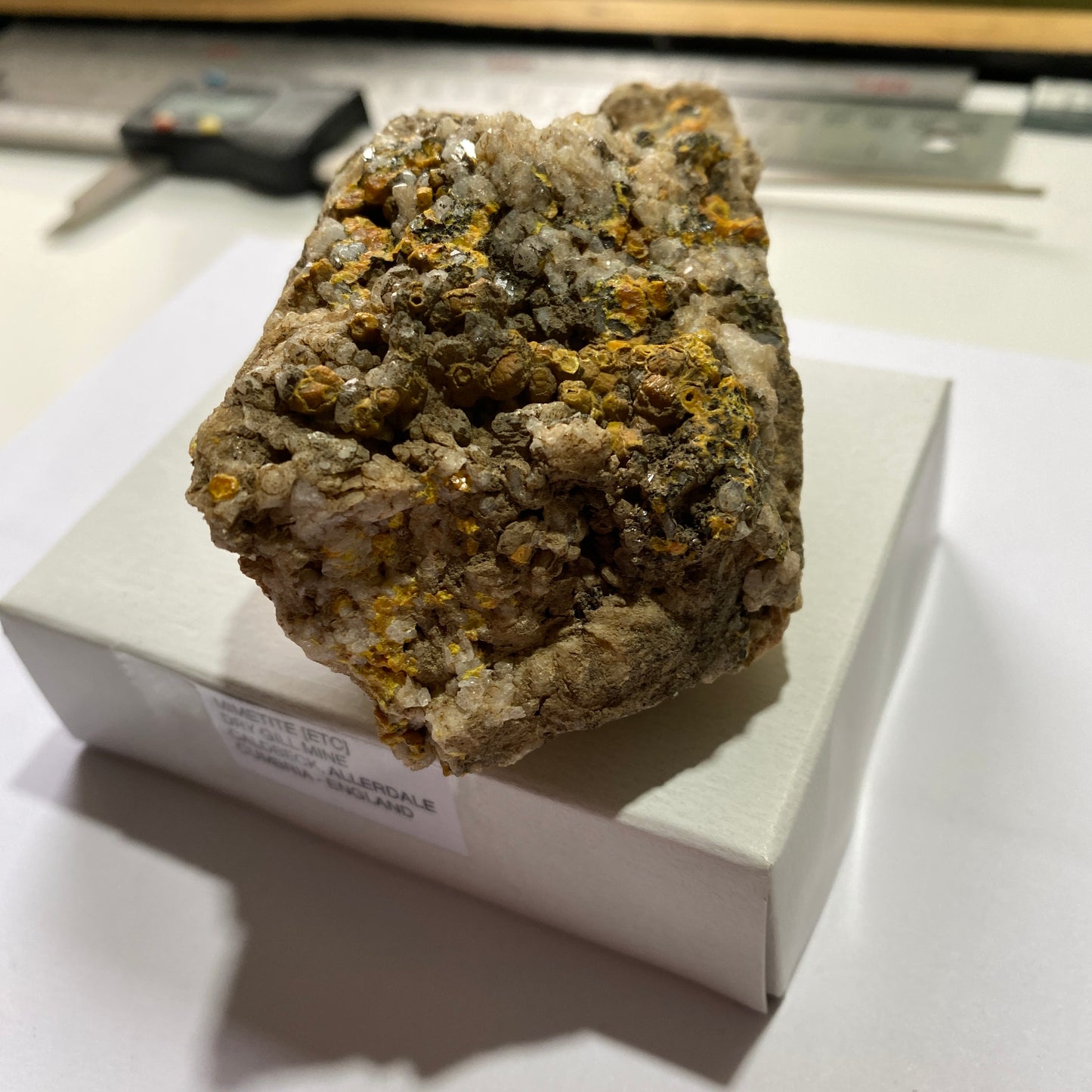 MIMETITE (ETC) - DRY GILL MINE, CALDBECK, ALLERDALE, CUMBRIA, ENGLAND