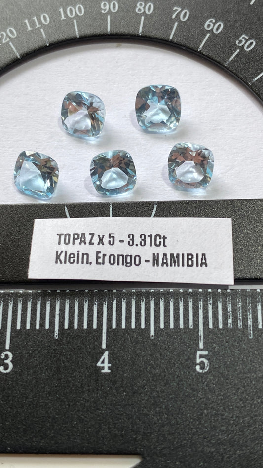 TOPAZ NATURAL GEMSTONES x 5 : KAGHAN VALLEY, PAKISTAN. 3.31Ct. MFG4974