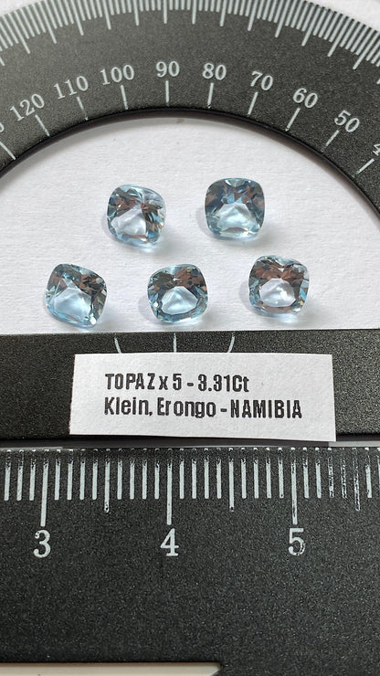 TOPAZ NATURAL GEMSTONES x 5 : KAGHAN VALLEY, PAKISTAN. 3.31Ct. MFG4974