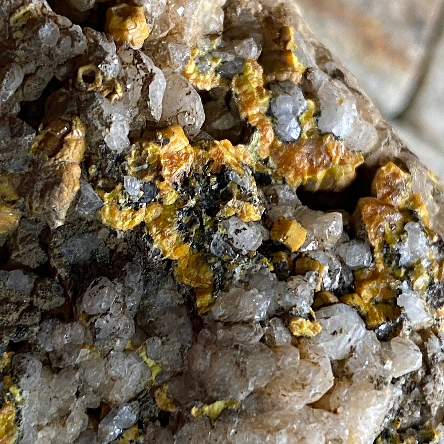 MIMETITE (ETC) - DRY GILL MINE, CALDBECK, ALLERDALE, CUMBRIA, ENGLAND