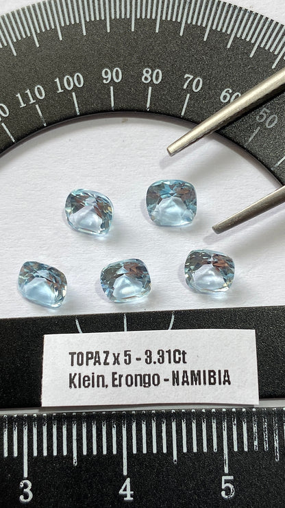 TOPAZ NATURAL GEMSTONES x 5 : KAGHAN VALLEY, PAKISTAN. 3.31Ct. MFG4974