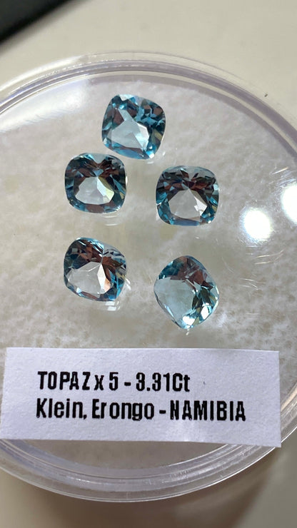TOPAZ NATURAL GEMSTONES x 5 : KAGHAN VALLEY, PAKISTAN. 3.31Ct. MFG4974