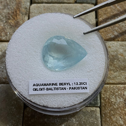 AQUAMARINE BERYL NATURAL GEMSTONE - SHENGUS, ROUNDU, PAKISTAN 13.20Ct MFG5365