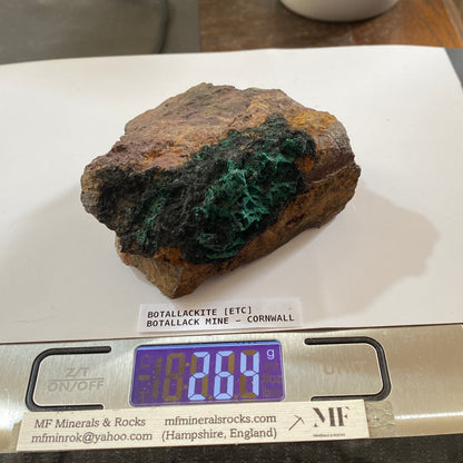 BOTALLACKITE : BOTALLACK MINE, ST JUST, CORNWALL, ENGLAND  264g MF5072