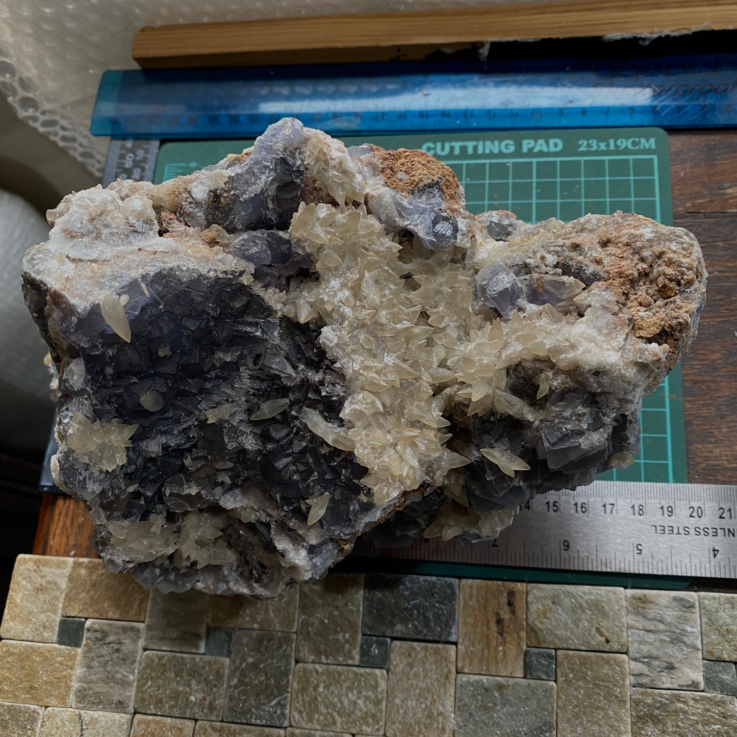 FLUORITE WITH CALCITE - BOLTSBURN MINE, CO DURHAM, MASSIVE SPECIMEN 4063g MF4150