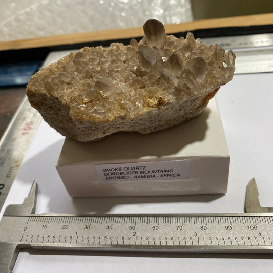 SMOKE QUARTZ CRYSTALS ON MATRIX FROM NAMIBIA 144g MF