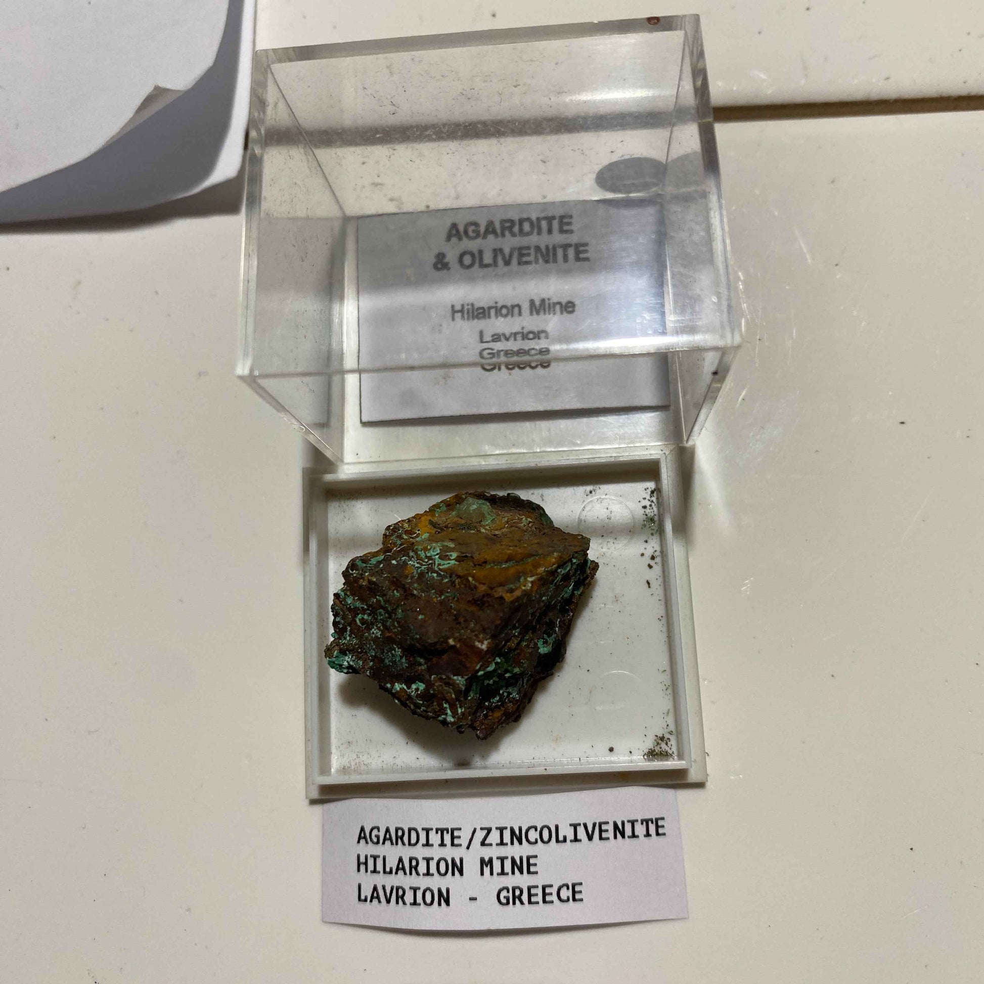 AGARDITE/ZINCOLIVENITE : HILARION MINE, LAVRION, GREECE. 12g. MF5075