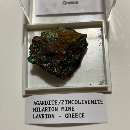 AGARDITE/ZINCOLIVENITE : HILARION MINE, LAVRION, GREECE. 12g. MF5075
