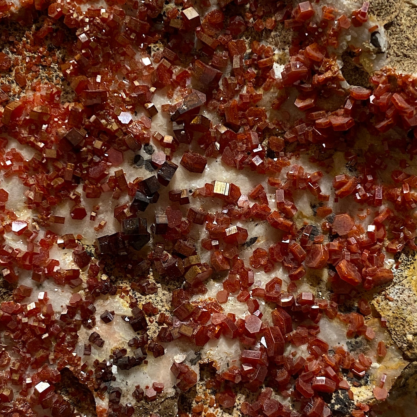 VANADINITE ON CALCITE - MIBLADEN MINING DISTRICT, MOROCCO MASSIVE 5.4kg MF4152