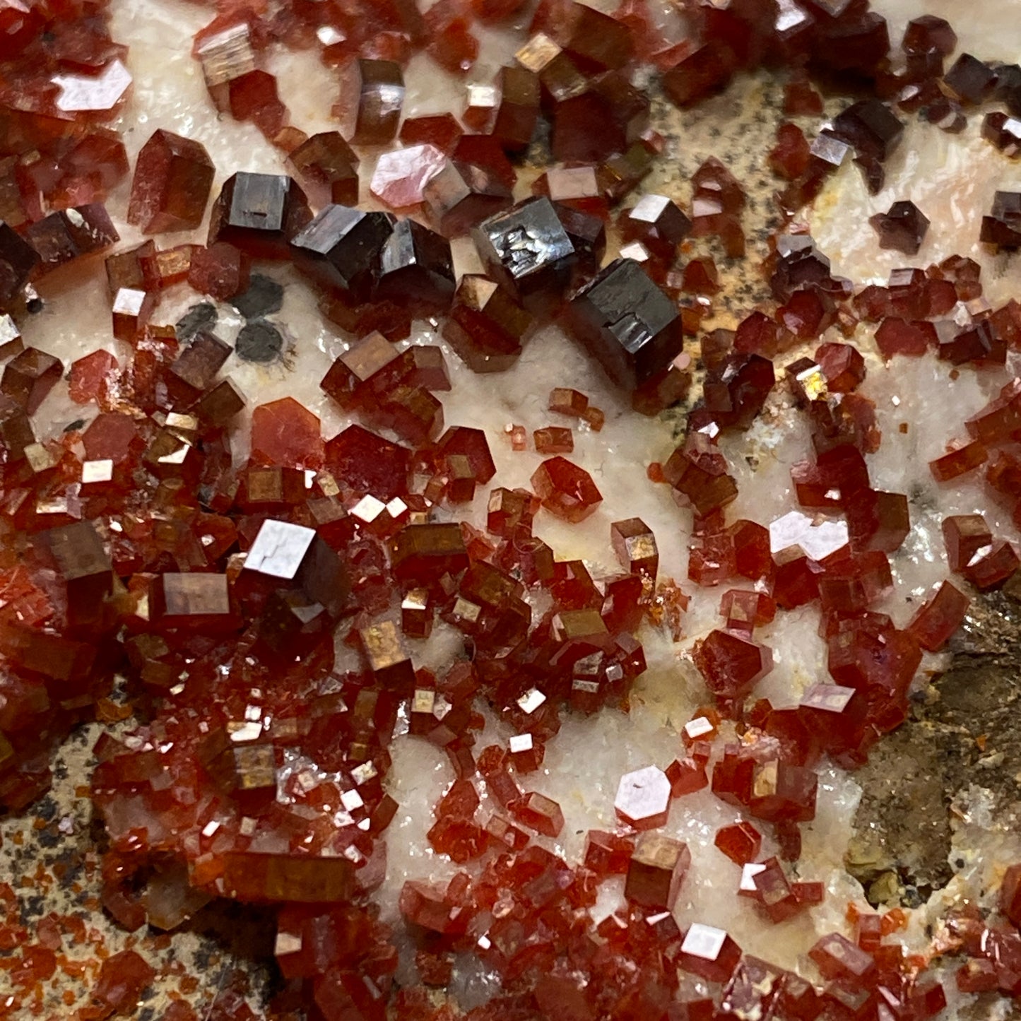 VANADINITE ON CALCITE - MIBLADEN MINING DISTRICT, MOROCCO MASSIVE 5.4kg MF4152