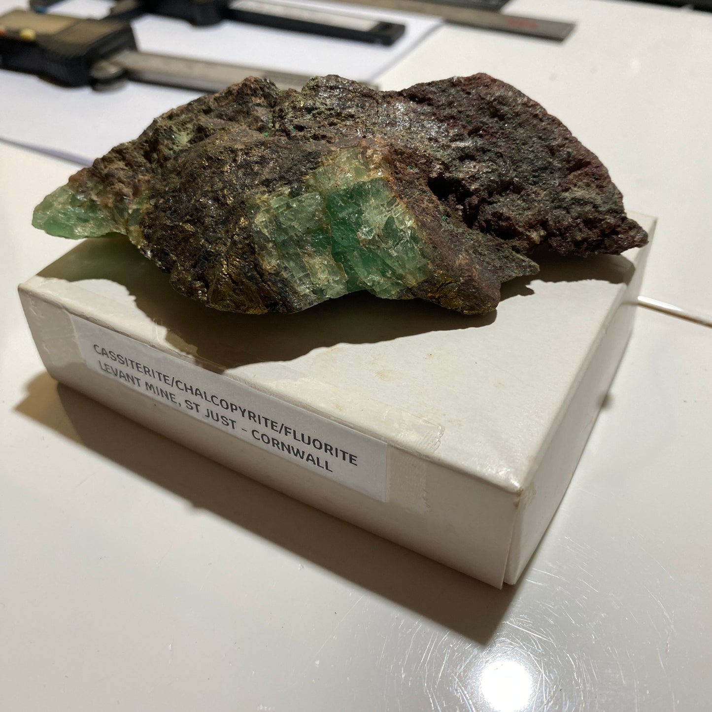 CASSITERITE/CHALCOPYRITE/FLUORITE : LEVANT MINE, ST JUST, CORNWALL. 164g MF5080
