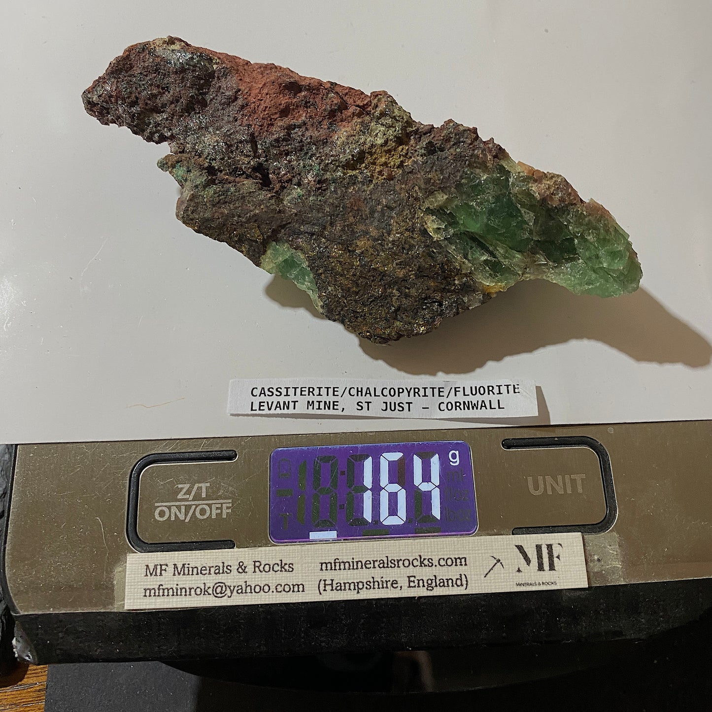 CASSITERITE/CHALCOPYRITE/FLUORITE : LEVANT MINE, ST JUST, CORNWALL. 164g MF5080