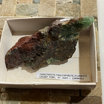 CASSITERITE/CHALCOPYRITE/FLUORITE : LEVANT MINE, ST JUST, CORNWALL. 164g MF5080
