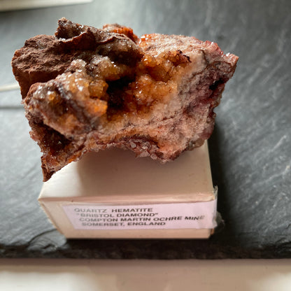 QUARTZ/HEMATITE " BRISTOL DIAMOND", COMPTON MARTIN OCHRE MINE, SOMERSET 876g MF1908