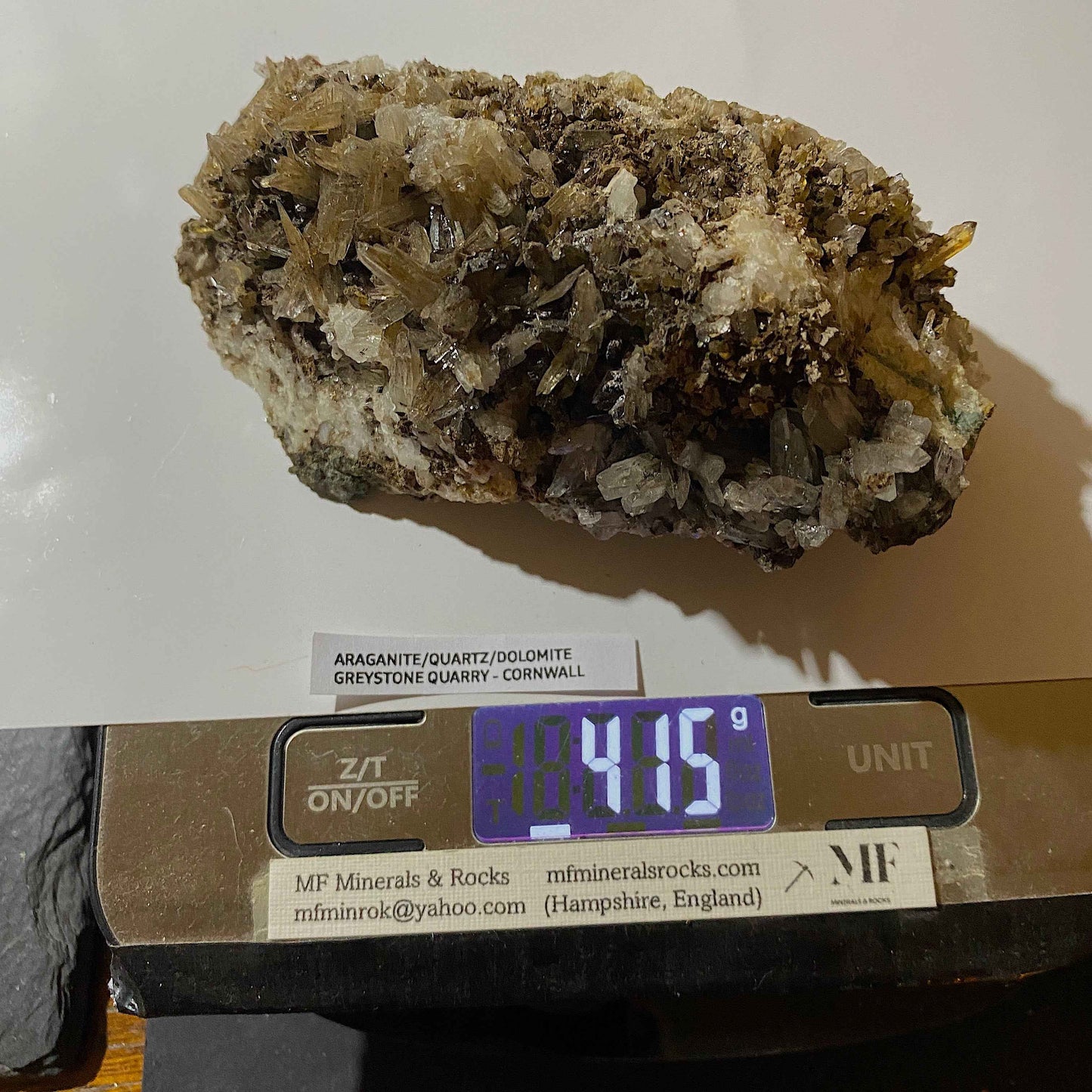ARAGONITE/QUARTZ/DOLOMITE : GREYSTONE QUARRY, LEZANT, CORNWALL. 415g. MF5082