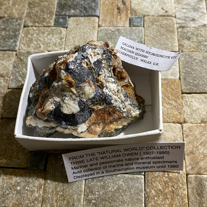 GALENA WITH HYDROZINCITE ETC MACHEN QUARRY, WALES 265g MF1426