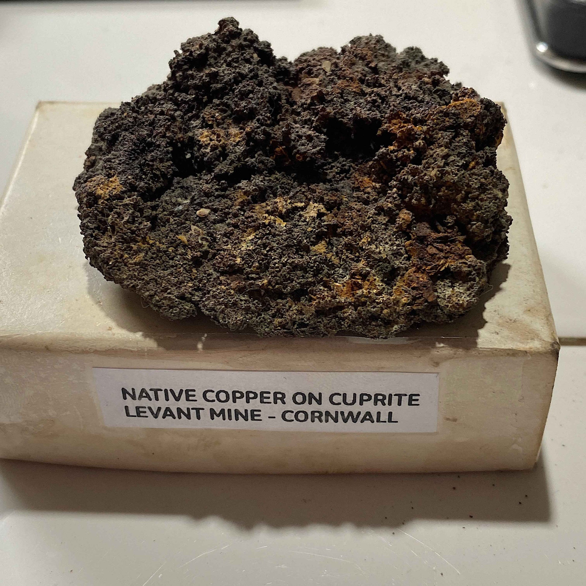 NATIVE COPPER ON CUPRITTE : LEVANT MINE, ST JUST, CORNWALL,  79g. MF5090