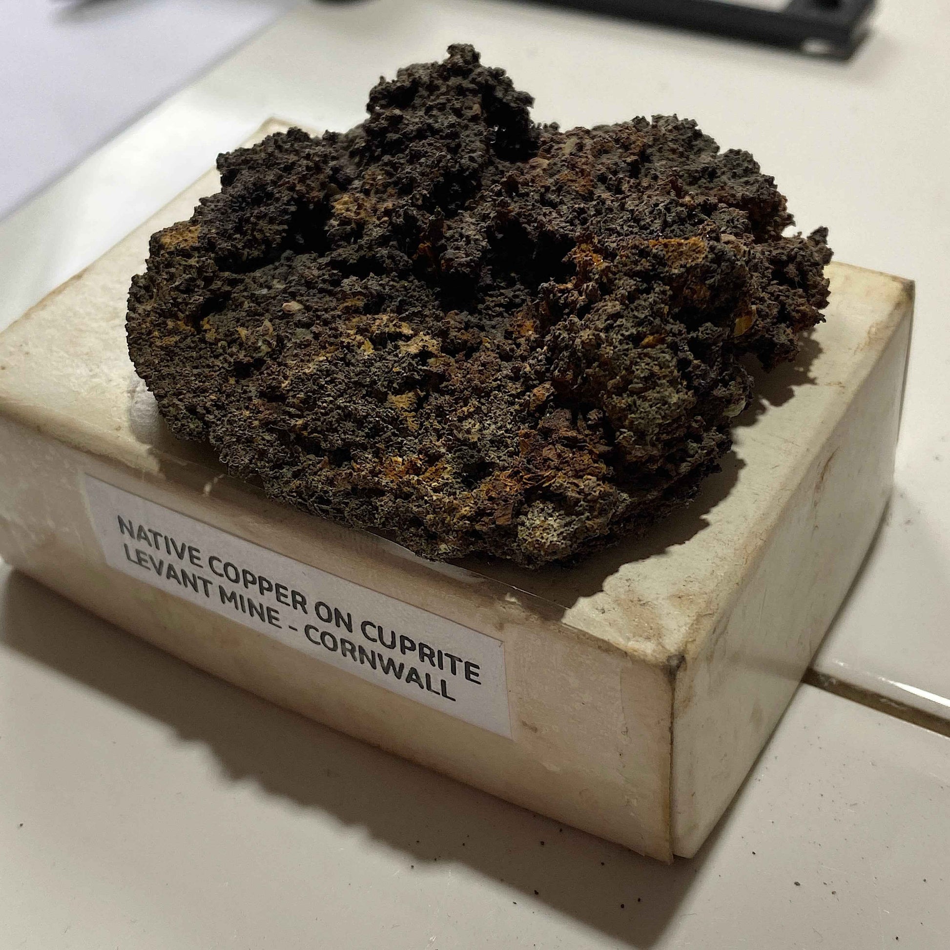 NATIVE COPPER ON CUPRITTE : LEVANT MINE, ST JUST, CORNWALL,  79g. MF5090