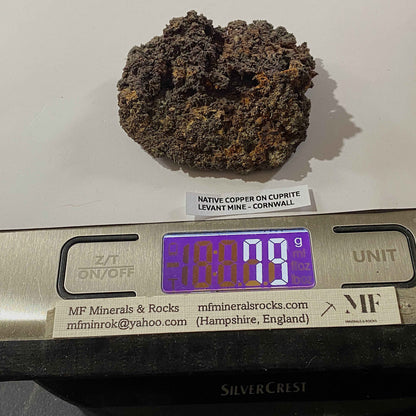 NATIVE COPPER ON CUPRITTE : LEVANT MINE, ST JUST, CORNWALL,  79g. MF5090