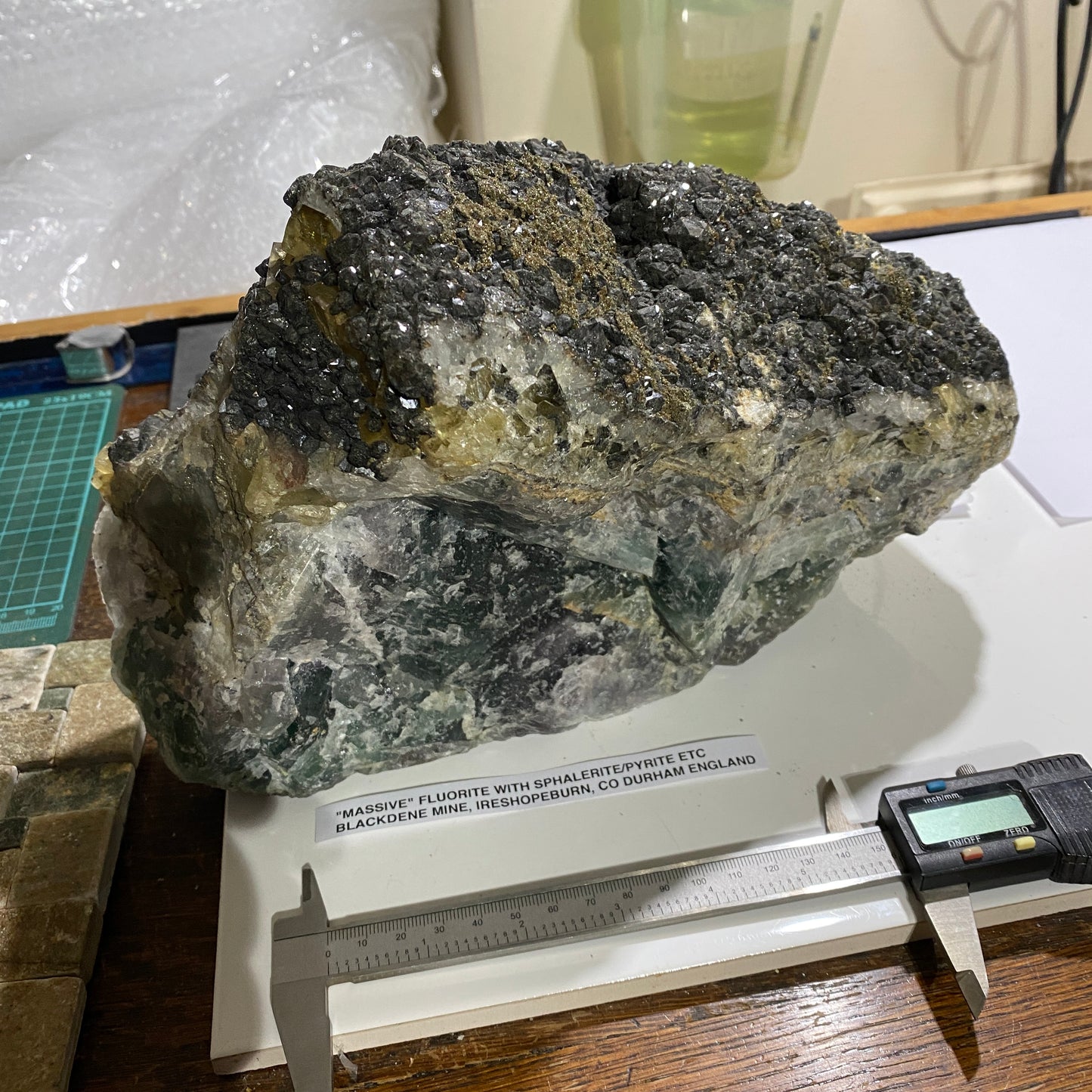 FLUORITE "MASSIVE" - BLACKDENE MINE, IRESHOPEBURN, CO DURHAM, ENGLAND SUBSTANTIAL 8.6kg MF4484