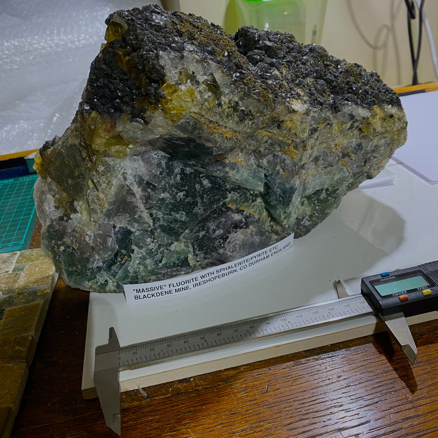 FLUORITE "MASSIVE" - BLACKDENE MINE, IRESHOPEBURN, CO DURHAM, ENGLAND SUBSTANTIAL 8.6kg MF4484