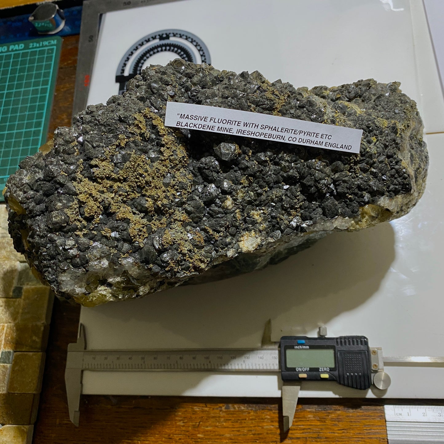 FLUORITE "MASSIVE" - BLACKDENE MINE, IRESHOPEBURN, CO DURHAM, ENGLAND SUBSTANTIAL 8.6kg MF4484