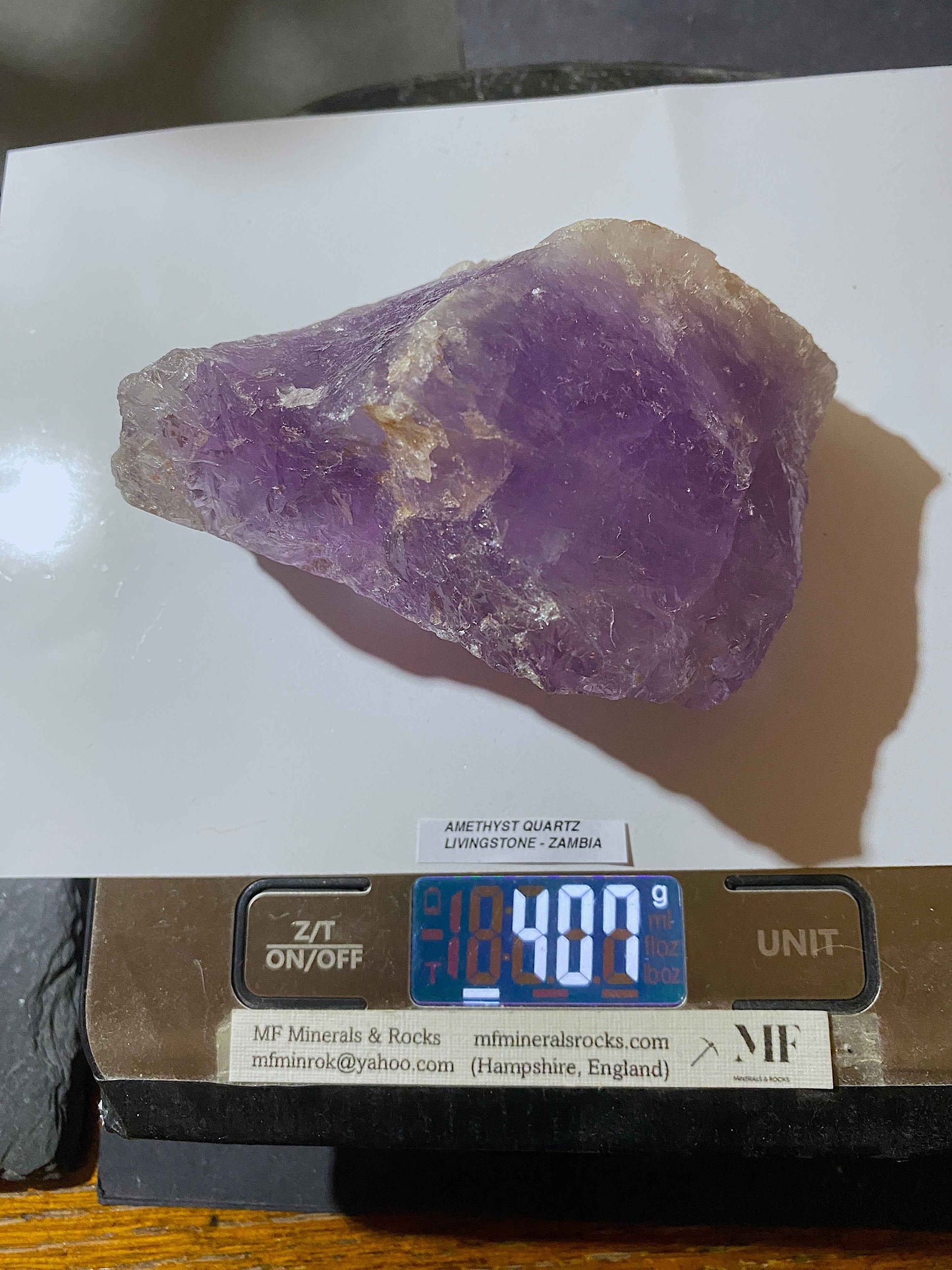 AMETHYST QUARTZ : LIVINGSTONE, SOUTHERN PROVINCE, ZAMBIA. 407g MF5101