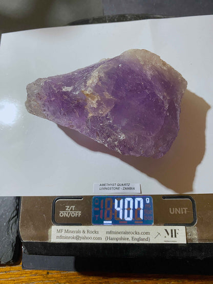 AMETHYST QUARTZ : LIVINGSTONE, SOUTHERN PROVINCE, ZAMBIA. 407g MF5101