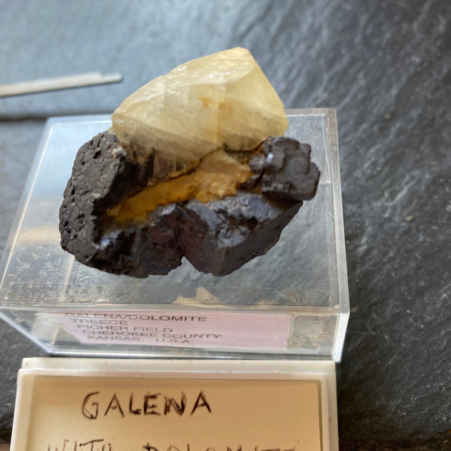 GALENA WITH DOLOMITE FROM TREECE, CHEROKEE COUNTY, KANSAS, U.S.A. 60g MF1924