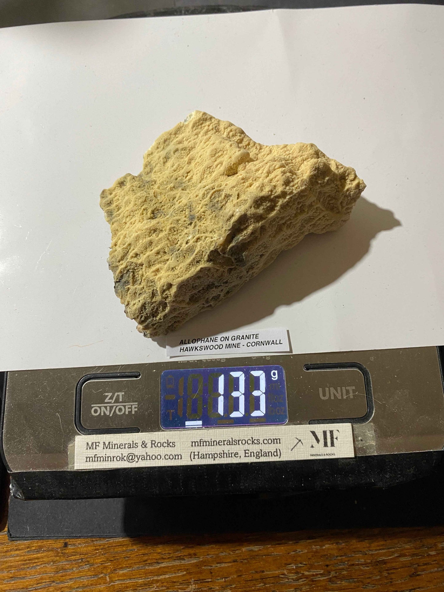 ALLOPHANE [ON GRANITE] : HAWKSWOOD MINE, NORTH HILL, CORNWALL  133g. MF5102