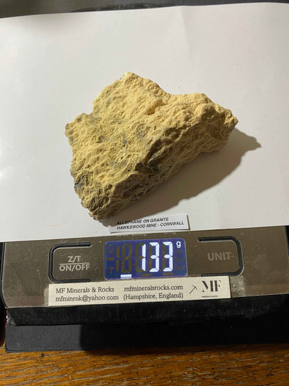 ALLOPHANE [ON GRANITE] : HAWKSWOOD MINE, NORTH HILL, CORNWALL  133g. MF5102