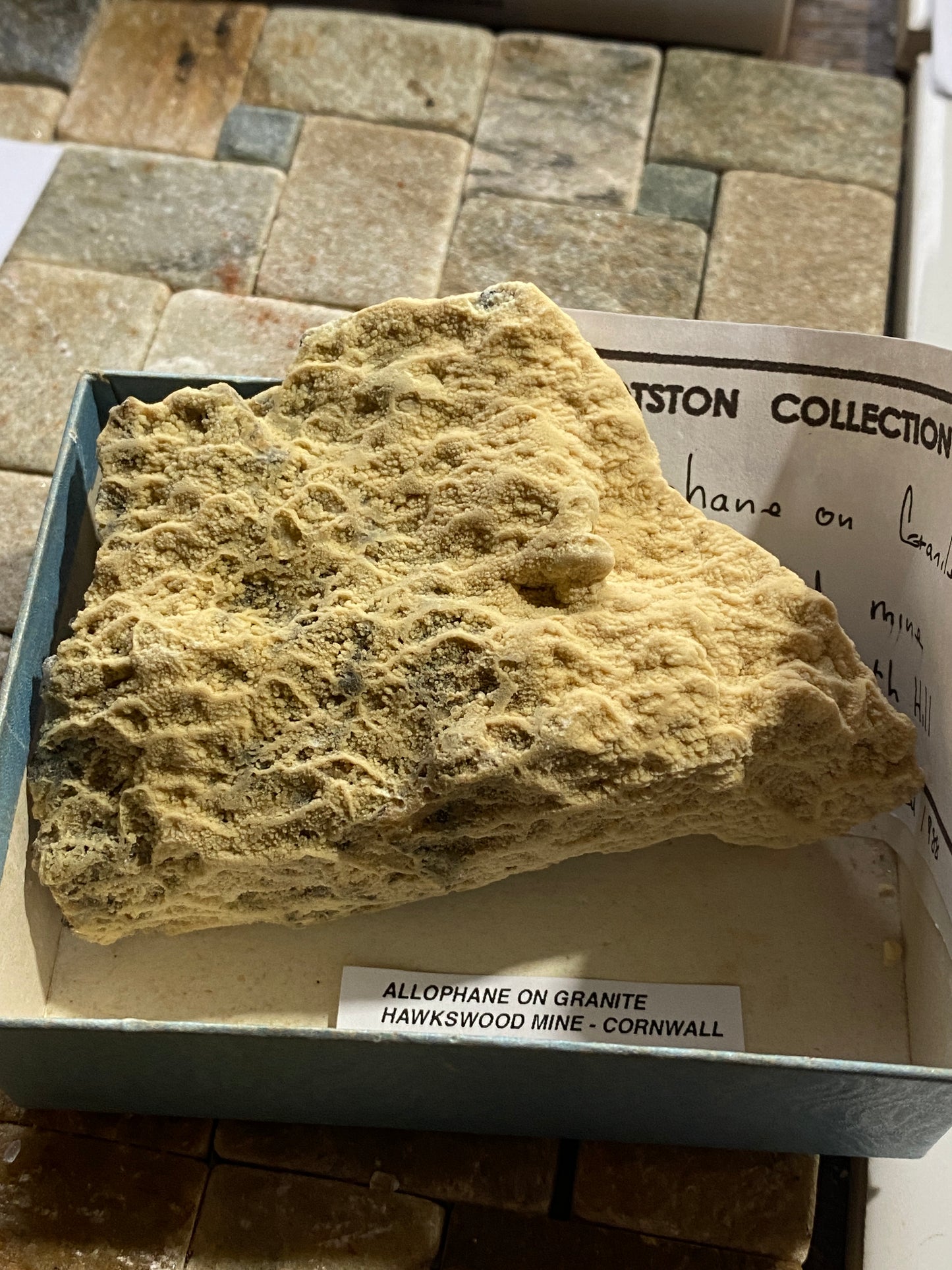 ALLOPHANE [ON GRANITE] : HAWKSWOOD MINE, NORTH HILL, CORNWALL  133g. MF5102