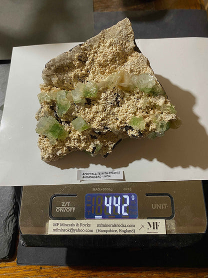 APOPHYLLITE WITH STILBITE : AURANGABAD, MAHARASHTRA, INDIA. 442g. MF5103
