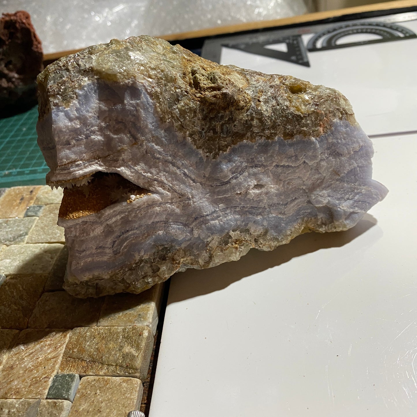 RARE NATURAL BLUE AGATE QUARTZ - YSTERPUTZ MINE, ILKARAS REGION, NAMIBIA, AFRICA 1094g MF4490